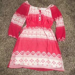 Pink and White 3/4 Sleeve Dress
